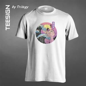 TRILOGY TEE 0020 - Kaos Great Kanagawa Wave Cat